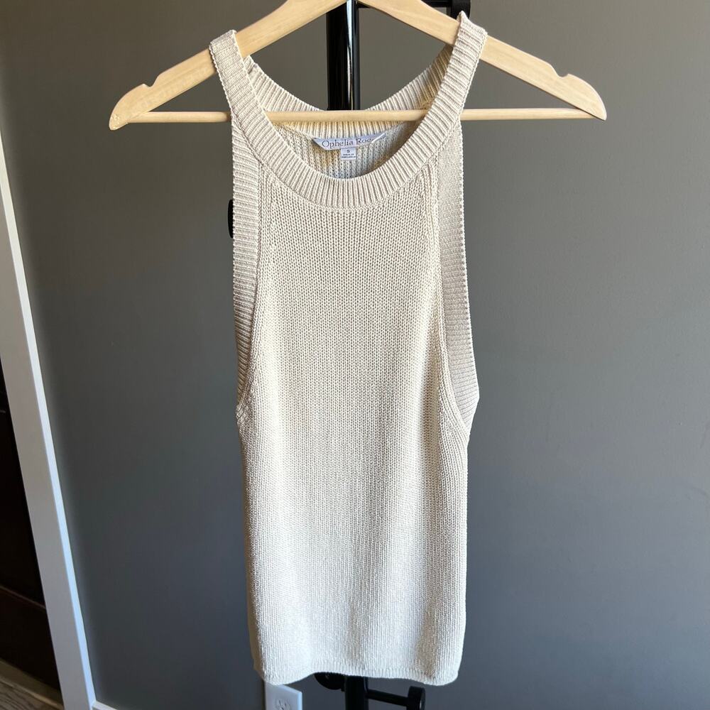 Ophelia Roe Beige Sweater Tank Top Size Small